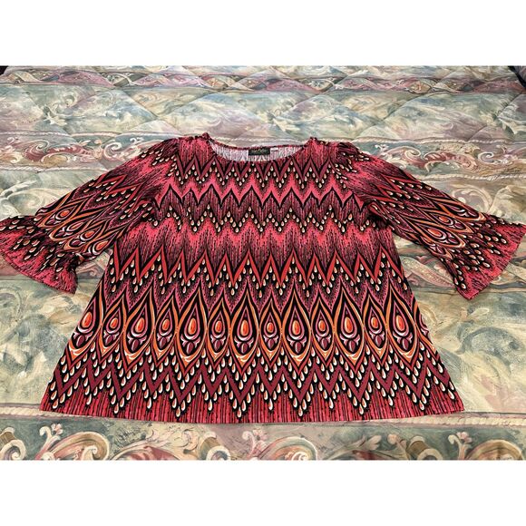Bob Mackie Red Patterned Shirt - Picture 1 of 4